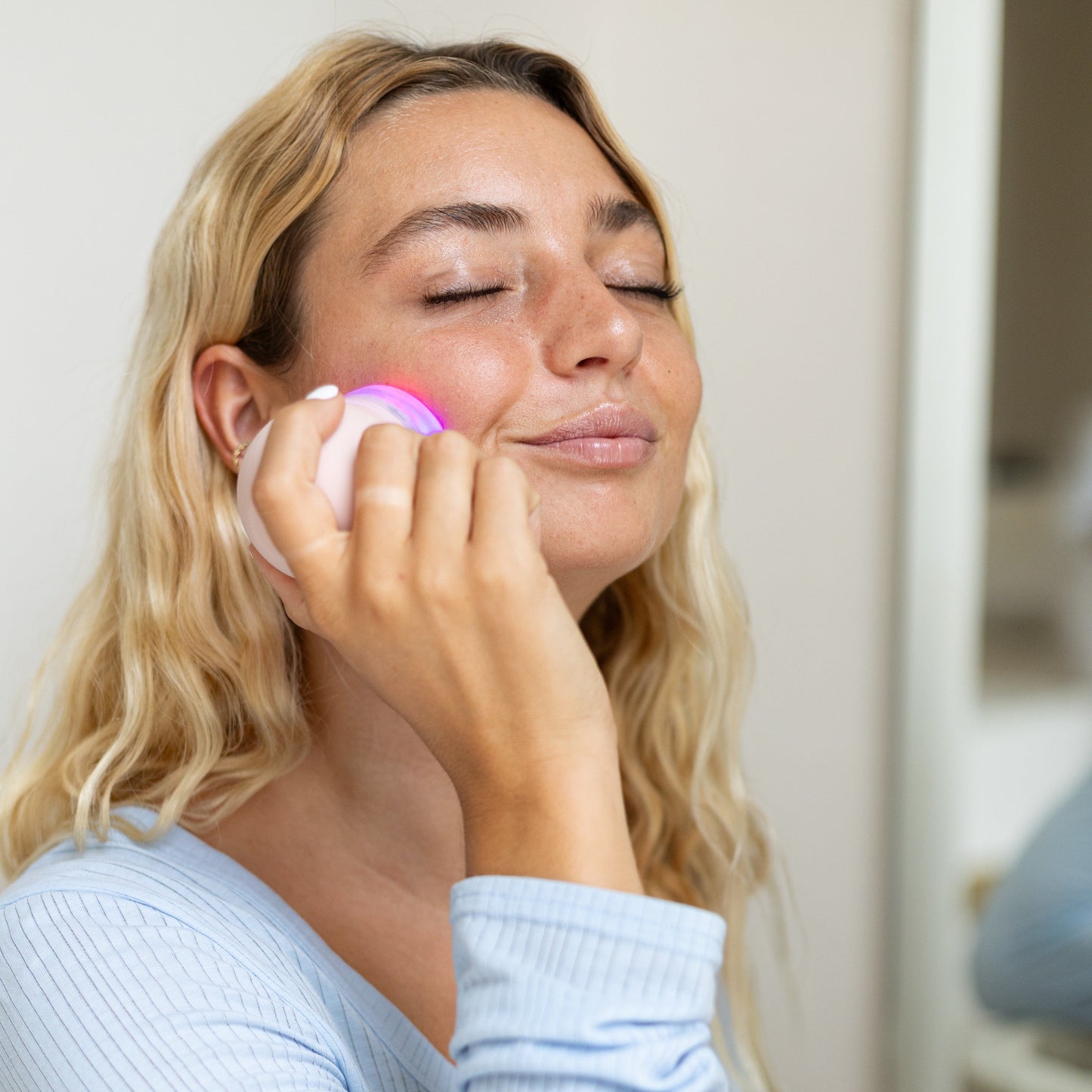 Vanity Planet Red LED Silicone Face Scrubber - Deep Pore Cleansing Brush + Red Light Therapy for Aging Skin